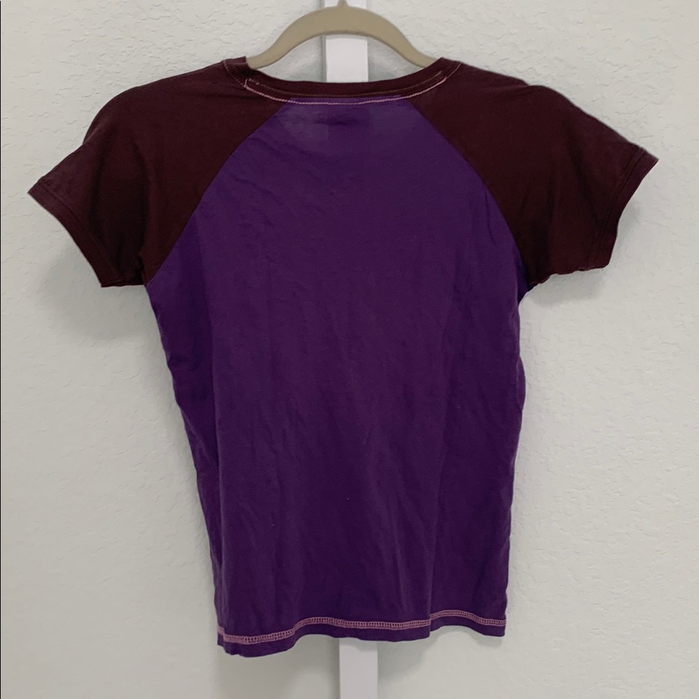 Y2K Hyp Wings Graphic Brown Purple Short Sleeve Shirt - Picture 5 of 7